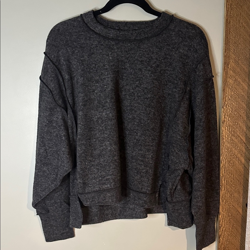 Zenana Outfitters Dark Gray Crew Neck Sweater
